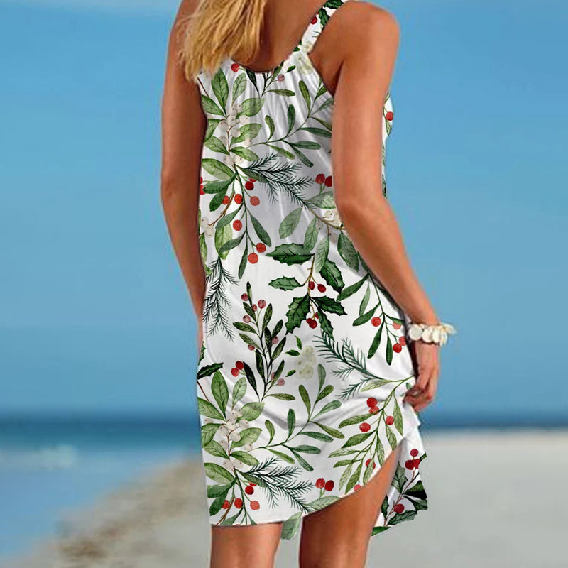 Casual Leaf Print Dress