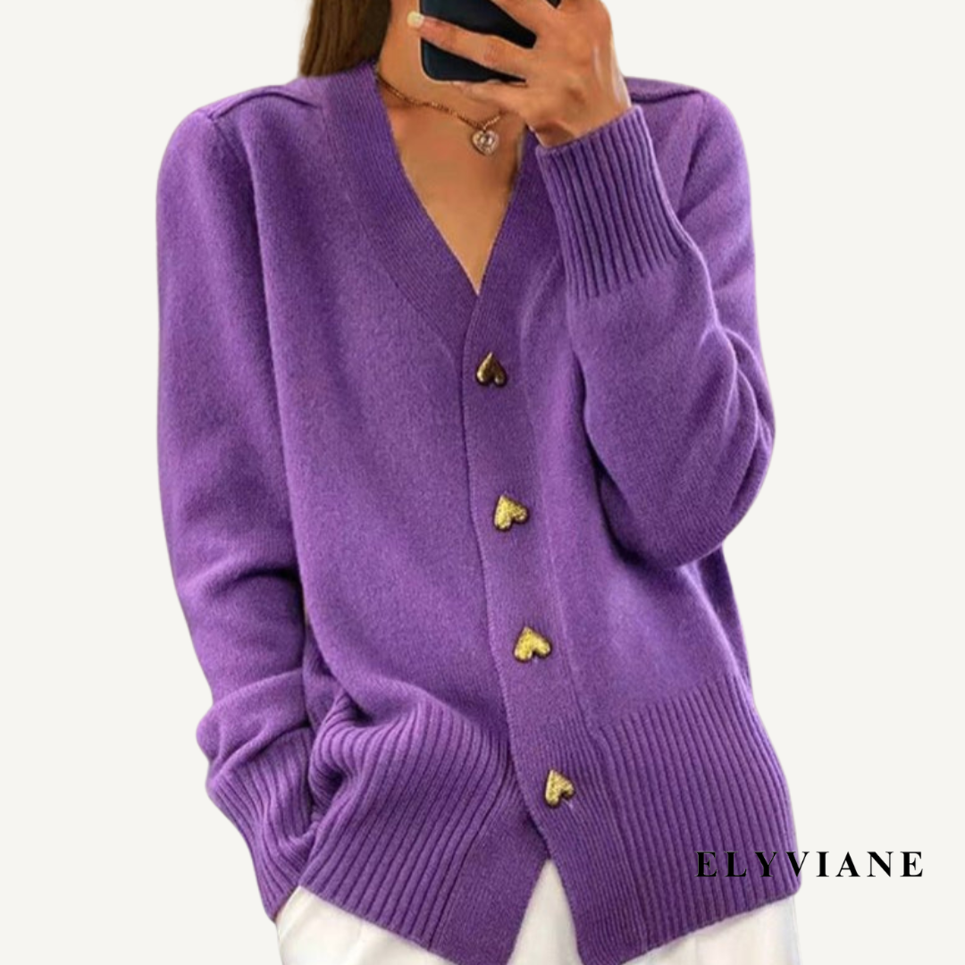 Adele - Elegant Cardigan with Heart Buttons