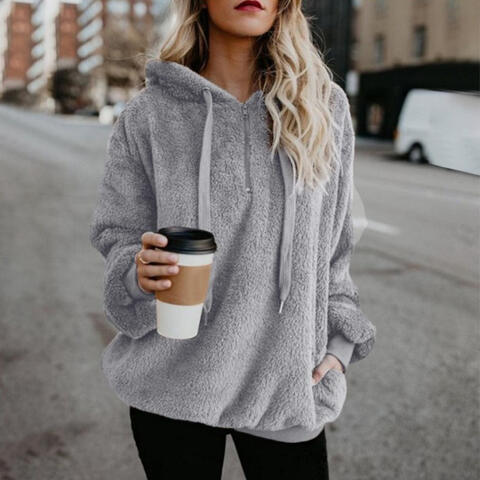 Athena Drawstring Teddy Hoodie