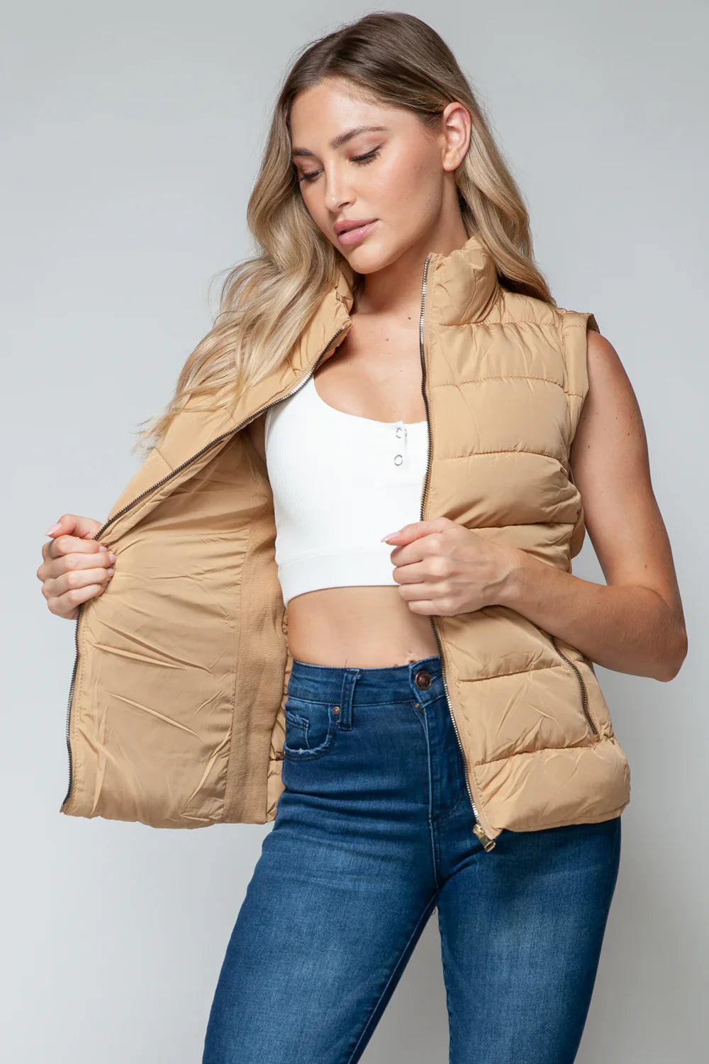 Sammy Zip Up Turtleneck Vest with Pockets