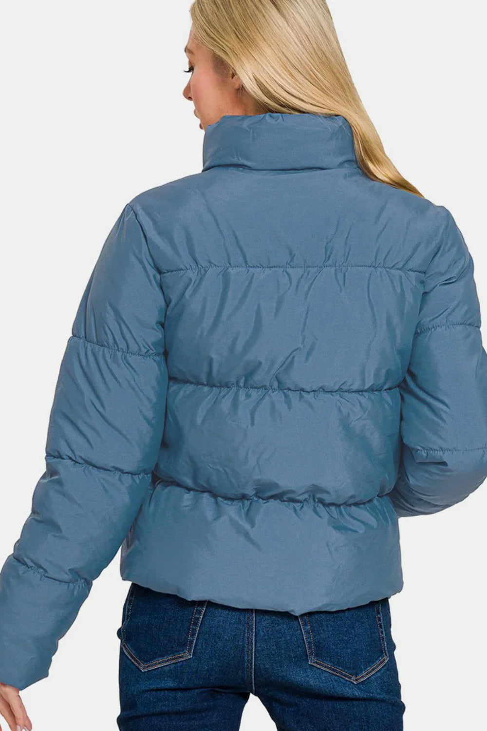 Zianna Zip Up Turtleneck Puffer Jacket with Pockets