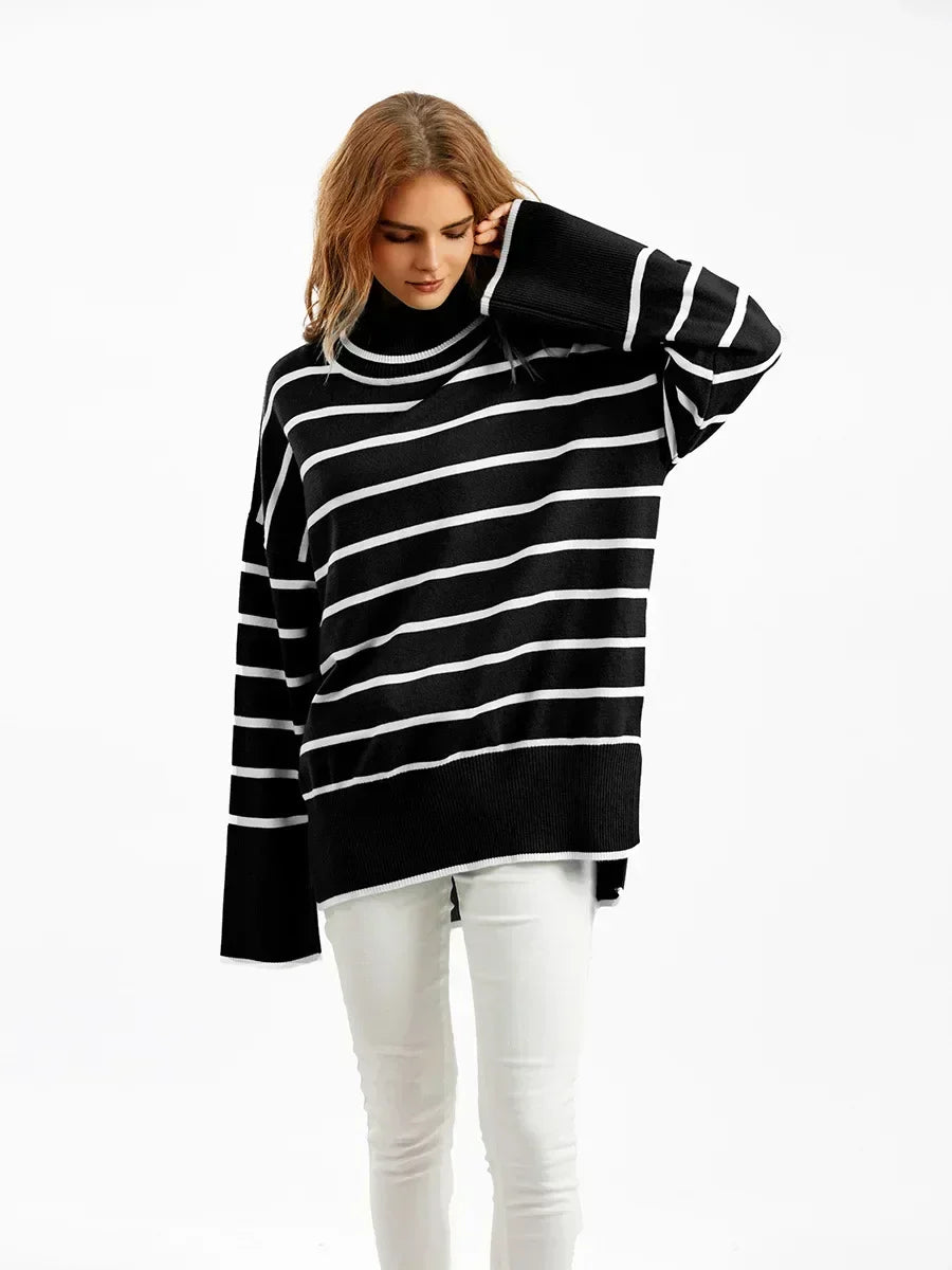 Belle Striped Turtleneck Sweater