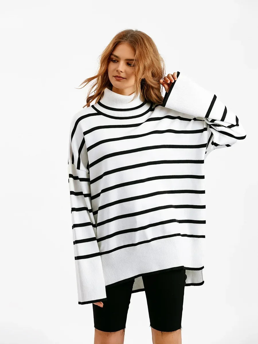 Belle Striped Turtleneck Sweater