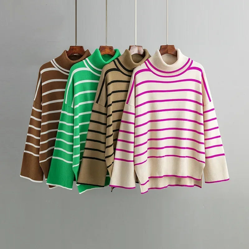 Belle Striped Turtleneck Sweater