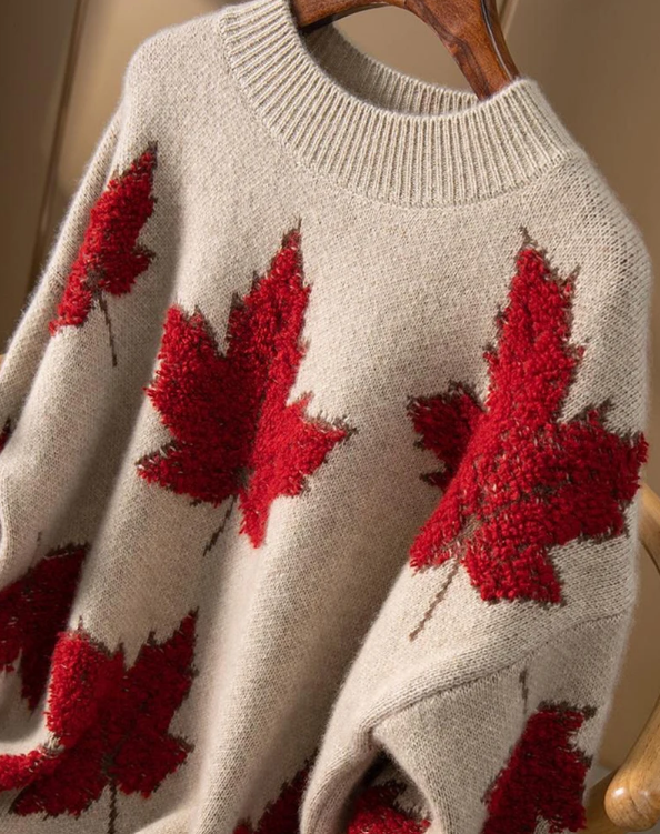 Callie Maple Leaf Pattern Pullover